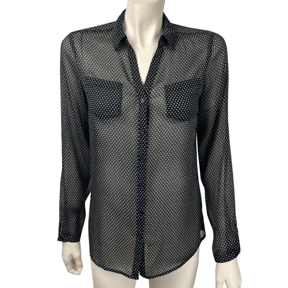 The Limited Black and White Polka Dot ‎ Polka Dot Button Front Blouse